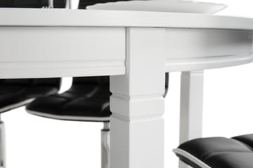 Matgrupp Lowisa Förlängningsbar 150 cm med 6 Shaw Stol - Vit|Svart PU|Krom - Möbler - Bord & matgrupp - Matgrupp
