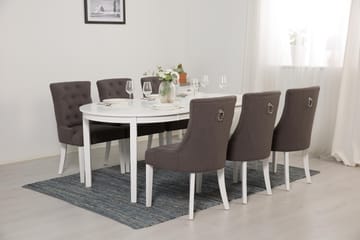 Matgrupp Lowisa Förlängningsbar 150 cm Oval + 6 Ophelia Stol - Grå|Vit - Möbler - Bord & matgrupp - Matgrupp
