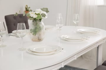 Matgrupp Lowisa Förlängningsbar 150 cm Oval + 6 Ophelia Stol - Grå|Vit - Möbler - Bord & matgrupp - Matgrupp