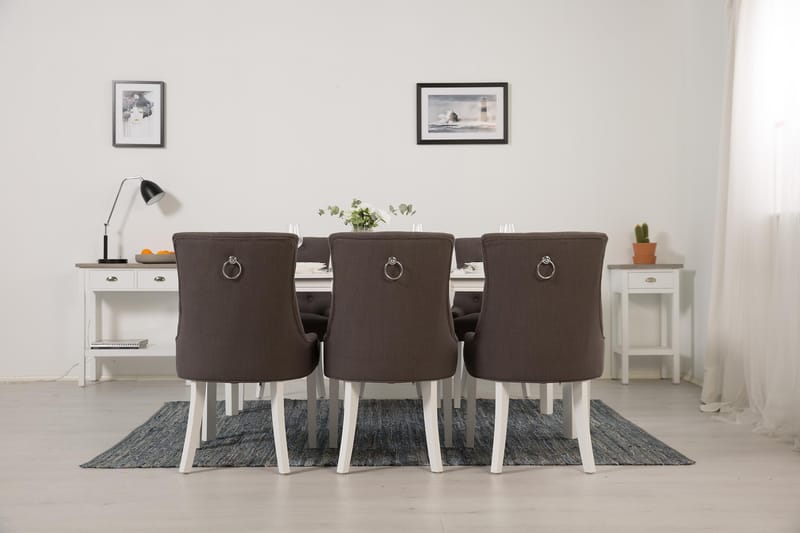 Matgrupp Lowisa Förlängningsbar 150 cm Oval + 6 Ophelia Stol - Grå|Vit - Möbler - Bord & matgrupp - Matgrupp