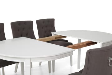 Matgrupp Lowisa Förlängningsbar 150 cm Oval + 6 Ophelia Stol - Grå|Vit - Möbler - Bord & matgrupp - Matgrupp