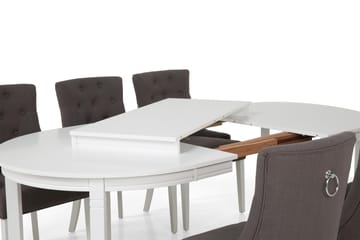 Matgrupp Lowisa Förlängningsbar 150 cm Oval + 6 Ophelia Stol - Grå|Vit - Möbler - Bord & matgrupp - Matgrupp