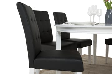 Matgrupp Lowisa Förlängningsbar 150 cm Oval med 6 Leo Stol - Vit|Svart - Möbler - Bord & matgrupp - Matgrupp