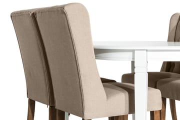 Matgrupp Lowisa Förlängningsbar med 4 Isolde Stol - Vit|Beige - Möbler - Bord & matgrupp - Matgrupp