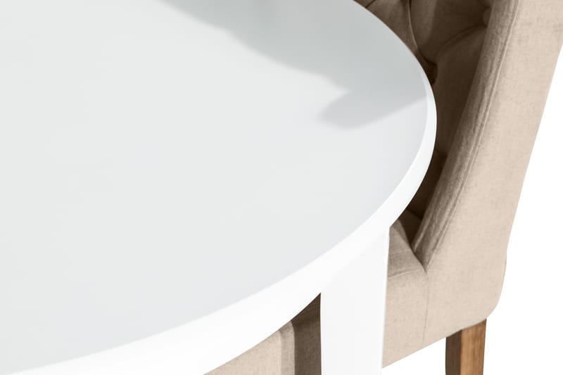 Matgrupp Lowisa Förlängningsbar med 4 Isolde Stol - Vit|Beige - Möbler - Bord & matgrupp - Matgrupp
