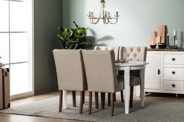 Matgrupp Lowisa Förlängningsbar med 4 Isolde Stol - Vit|Beige - Möbler - Bord & matgrupp - Matgrupp
