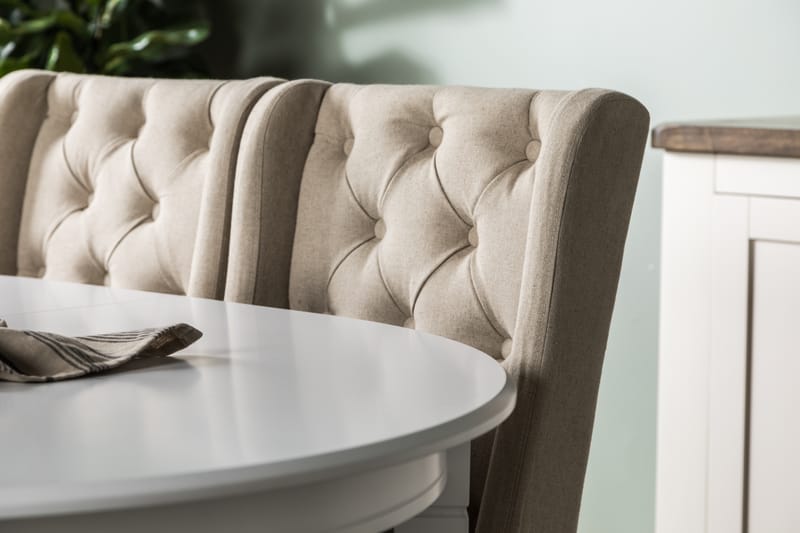 Matgrupp Lowisa Förlängningsbar med 4 Isolde Stol - Vit|Beige - Möbler - Bord & matgrupp - Matgrupp