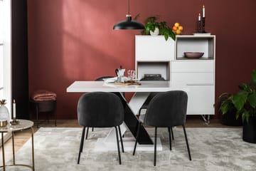 Matgrupp Mendoza 140 cm med 4 Gerardo Stol Sammet - Vit|Svart|Krom - Möbler - Bord & matgrupp - Matgrupp