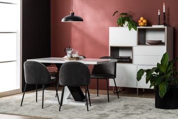 Matgrupp Mendoza 140 cm med 4 Gerardo Stol Sammet - Vit|Svart|Krom - Möbler - Bord & matgrupp - Matgrupp