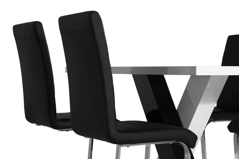 Matgrupp Mendoza 140 cm med 4 Jack Stol - Vit|Svart|Svart PU|Krom - Möbler - Bord & matgrupp - Matgrupp