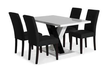 Matgrupp Mendoza 140 cm med 4 Leo Stol - Vit|Svart - Möbler - Bord & matgrupp - Matgrupp