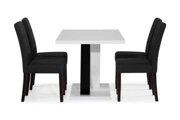 Matgrupp Mendoza 140 cm med 4 Leo Stol - Vit|Svart - Möbler - Bord & matgrupp - Matgrupp