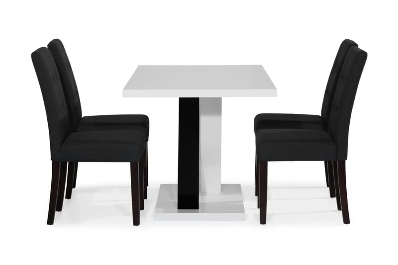 Matgrupp Mendoza 140 cm med 4 Leo Stol - Vit|Svart - Möbler - Bord & matgrupp - Matgrupp