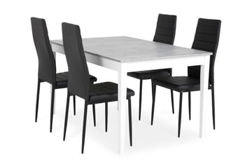Matgrupp Montague 140 cm med 4 Fred Stol - Betonglook|Vit|Svart - Möbler - Bord & matgrupp - Matgrupp