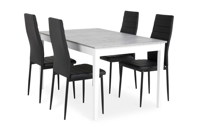 Matgrupp Montague 140 cm med 4 Fred Stol - Betonglook|Vit|Svart - Möbler - Bord & matgrupp - Matgrupp