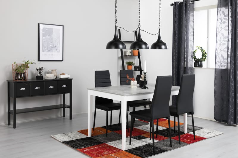 Matgrupp Montague 140 cm med 4 Fred Stol - Betonglook|Vit|Svart - Möbler - Bord & matgrupp - Matgrupp