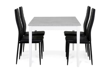 Matgrupp Montague 140 cm med 4 Fred Stol - Betonglook|Vit|Svart - Möbler - Bord & matgrupp - Matgrupp