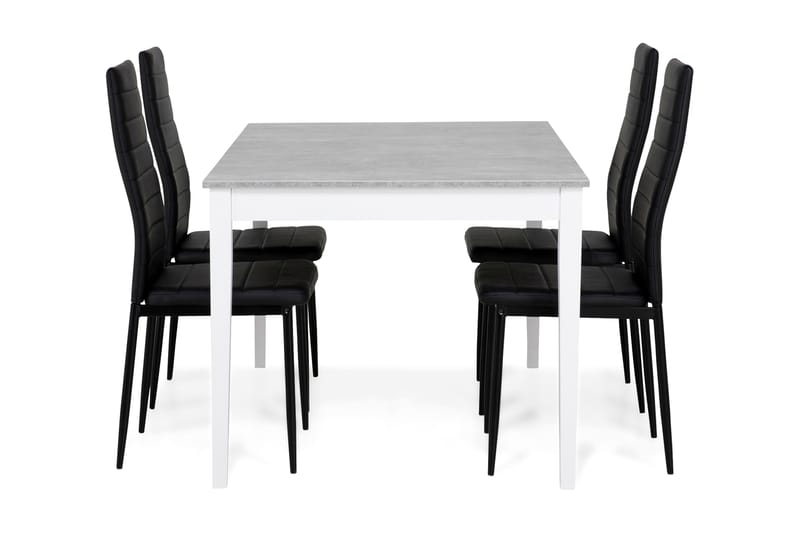 Matgrupp Montague 140 cm med 4 Fred Stol - Betonglook|Vit|Svart - Möbler - Bord & matgrupp - Matgrupp