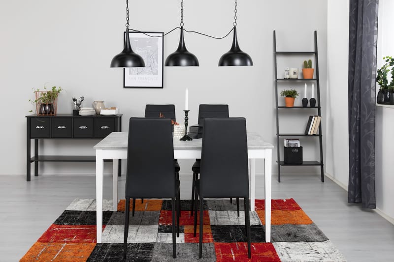 Matgrupp Montague 140 cm med 4 Fred Stol - Betonglook|Vit|Svart - Möbler - Bord & matgrupp - Matgrupp