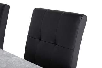 Matgrupp Montague 140 cm med 4 Leo Stol - Betonglook|Vit|Svart PU - Möbler - Bord & matgrupp - Matgrupp