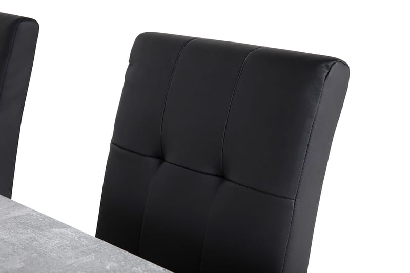 Matgrupp Montague 140 cm med 4 Leo Stol - Betonglook|Vit|Svart PU - Möbler - Bord & matgrupp - Matgrupp