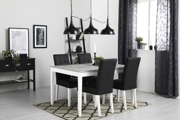 Matgrupp Montague 140 cm med 4 Leo Stol - Betonglook|Vit|Svart PU - Möbler - Bord & matgrupp - Matgrupp