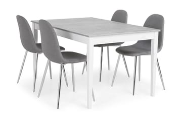 Matgrupp Montague 140 cm med 4 Naira Stol - Betonglook|Vit|Grå|Krom - Möbler - Bord & matgrupp - Matgrupp