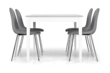 Matgrupp Montague 140 cm med 4 Naira Stol - Betonglook|Vit|Grå|Krom - Möbler - Bord & matgrupp - Matgrupp