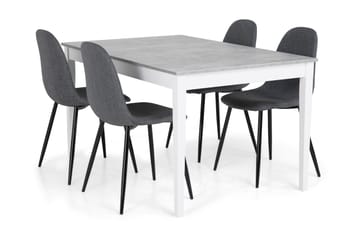Matgrupp Montague 140 cm med 4 Naira Stol - Betonglook|Vit|Grå|Svart - Möbler - Bord & matgrupp - Matgrupp