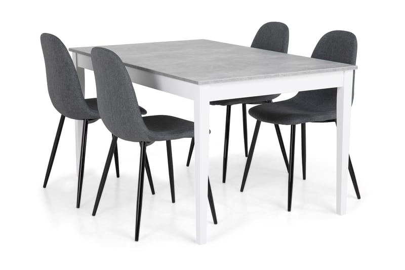 Matgrupp Montague 140 cm med 4 Naira Stol - Betonglook|Vit|Grå|Svart - Möbler - Bord & matgrupp - Matgrupp