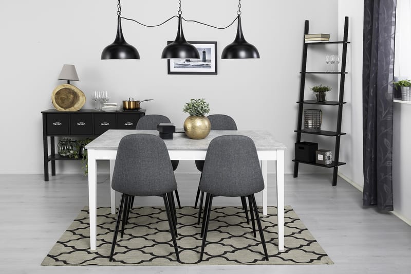 Matgrupp Montague 140 cm med 4 Naira Stol - Betonglook|Vit|Grå|Svart - Möbler - Bord & matgrupp - Matgrupp