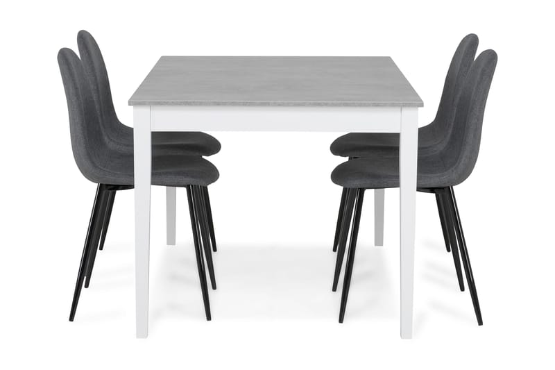 Matgrupp Montague 140 cm med 4 Naira Stol - Betonglook|Vit|Grå|Svart - Möbler - Bord & matgrupp - Matgrupp