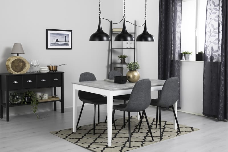 Matgrupp Montague 140 cm med 4 Naira Stol - Betonglook|Vit|Grå|Svart - Möbler - Bord & matgrupp - Matgrupp