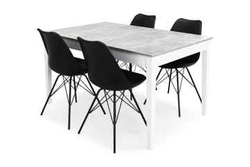 Matgrupp Montague 140 cm med 4 Shell Stol - Betonglook|Vit|Svart PU|Svart - Möbler - Bord & matgrupp - Matgrupp