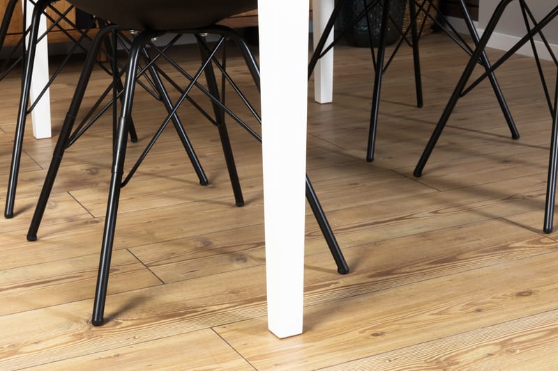 Matgrupp Montague 140 cm med 4 Shell Stol - Betonglook|Vit|Svart PU|Svart - Möbler - Bord & matgrupp - Matgrupp