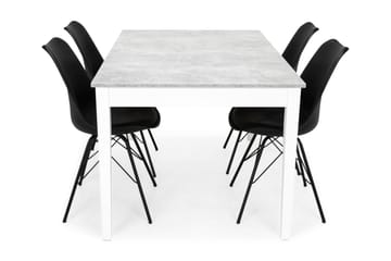 Matgrupp Montague 140 cm med 4 Shell Stol - Betonglook|Vit|Svart PU|Svart - Möbler - Bord & matgrupp - Matgrupp