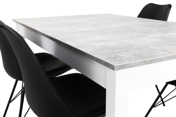 Matgrupp Montague 140 cm med 4 Shell Stol - Betonglook|Vit|Svart PU|Svart - Möbler - Bord & matgrupp - Matgrupp