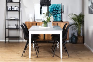 Matgrupp Montague 140 cm med 4 Shell Stol - Betonglook|Vit|Svart PU|Svart - Möbler - Bord & matgrupp - Matgrupp