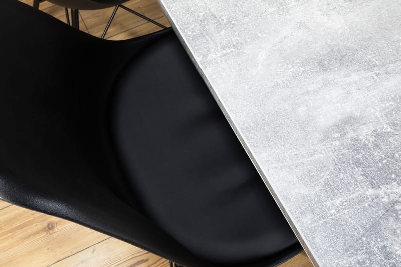 Matgrupp Montague 140 cm med 4 Shell Stol - Betonglook|Vit|Svart PU|Svart - Möbler - Bord & matgrupp - Matgrupp