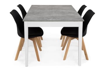 Matgrupp Montague 140 cm med 4 Stil Stol - Betonglook|Vit|Svart|Trä - Möbler - Bord & matgrupp - Matgrupp