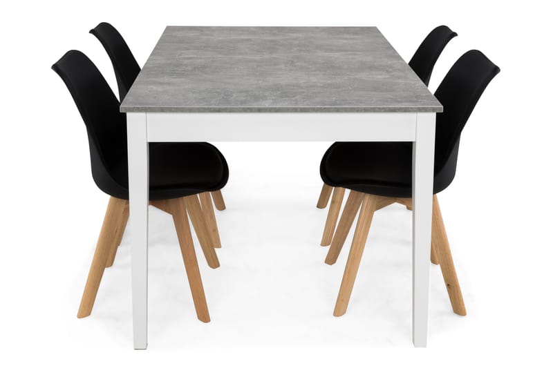 Matgrupp Montague 140 cm med 4 Stil Stol - Betonglook|Vit|Svart|Trä - Möbler - Bord & matgrupp - Matgrupp