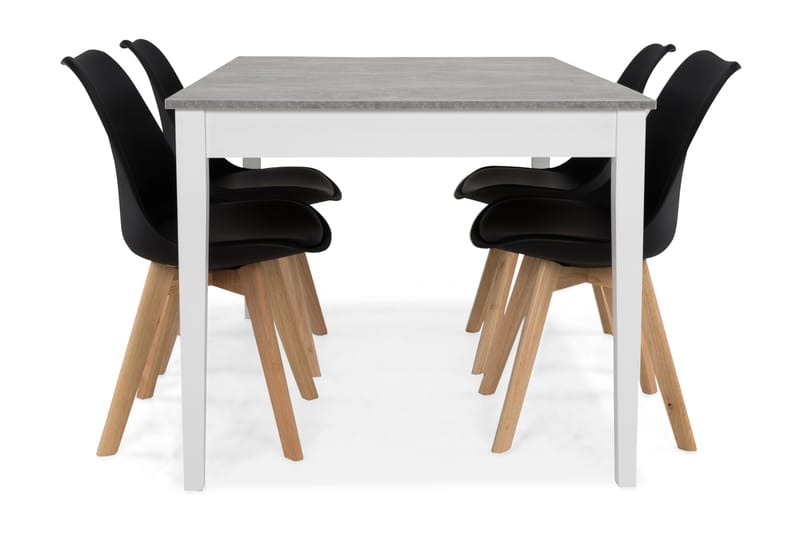Matgrupp Montague 140 cm med 4 Stil Stol - Betonglook|Vit|Svart|Trä - Möbler - Bord & matgrupp - Matgrupp