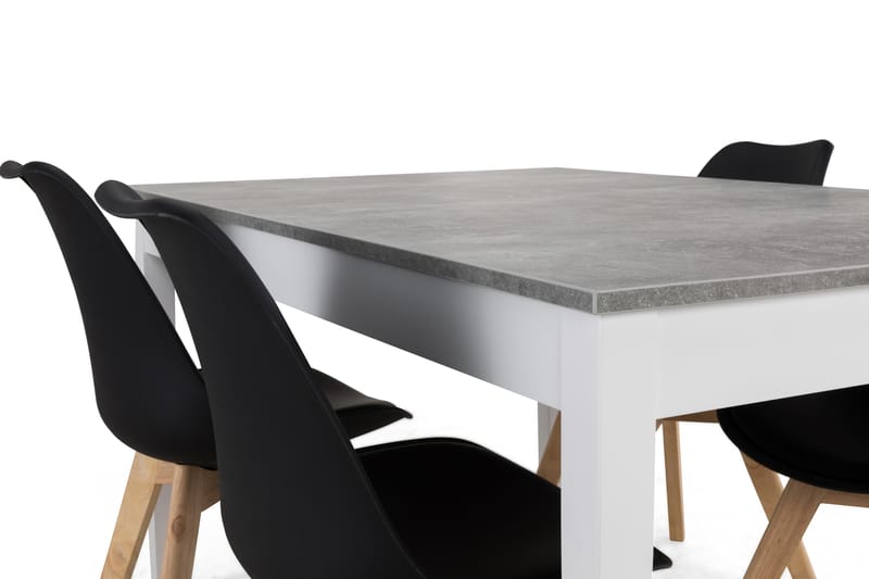 Matgrupp Montague 140 cm med 4 Stil Stol - Betonglook|Vit|Svart|Trä - Möbler - Bord & matgrupp - Matgrupp