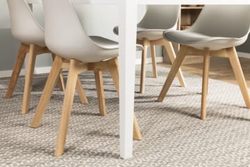 Matgrupp Montague 140 cm med 4 Stil Stol - Betonglook|Vit|Trä - Möbler - Bord & matgrupp - Matgrupp