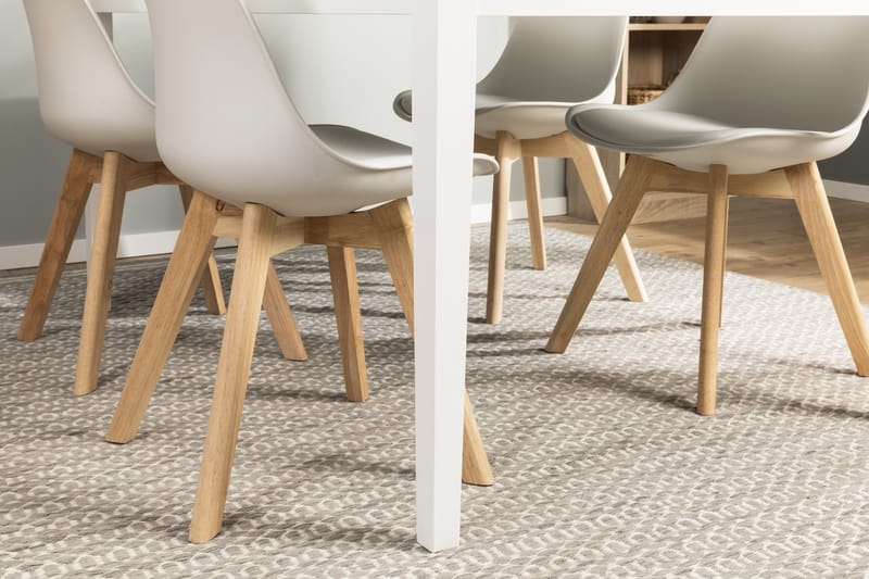Matgrupp Montague 140 cm med 4 Stil Stol - Betonglook|Vit|Trä - Möbler - Bord & matgrupp - Matgrupp