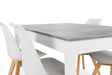 Matgrupp Montague 140 cm med 4 Stil Stol - Betonglook|Vit|Trä - Möbler - Bord & matgrupp - Matgrupp
