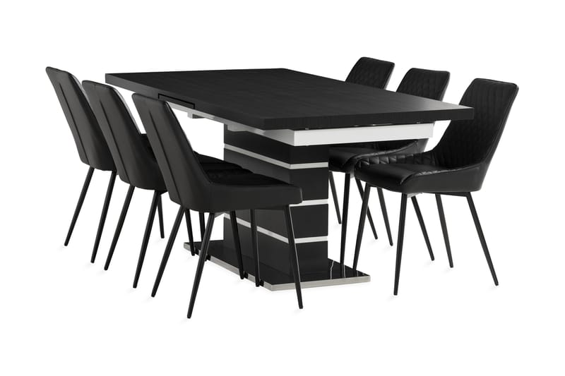Matgrupp Mueller Förlängningsbar 180 cm inkl 6 Allavare Stol - Svart - Möbler - Bord & matgrupp - Matgrupp