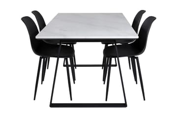 Matgrupp Netanya 140 cm inkl 4 Yegua Stolar - Marmor/Vit/Svart - Möbler - Bord & matgrupp - Matgrupp