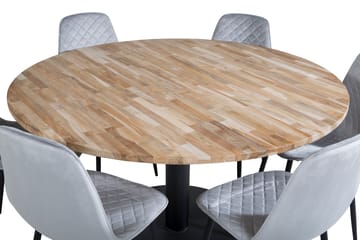 Matgrupp Niccole 140 cm Rund inkl 6 Yegua Stolar - Teak/Svart/Grå - Möbler - Bord & matgrupp - Matgrupp