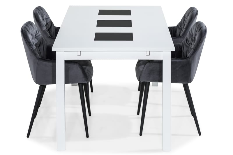 Matgrupp Octavia 180 cm +  4 Khloe Stol Sammet - Vit - Möbler - Bord & matgrupp - Matgrupp